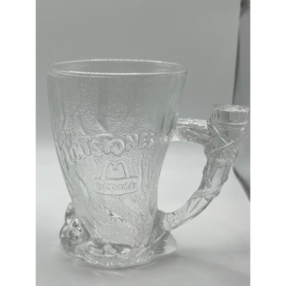Set of 2 McDonald's Flintstones Mammoth Frosted Clear Mugs RocDonalds 1993 - Picture 3 of 9